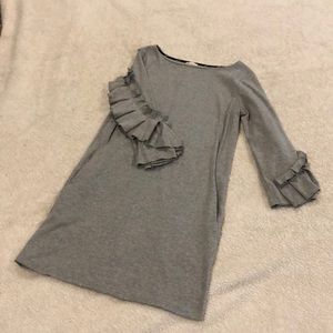 Hem and Thread Grey Dress, With Pockets